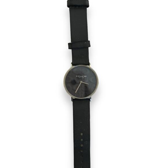 COACH Sleek Black Leather Unisex Watch